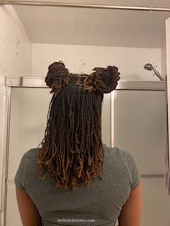 loc styles for medium hair - double loc bun