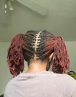 red locs ponytails